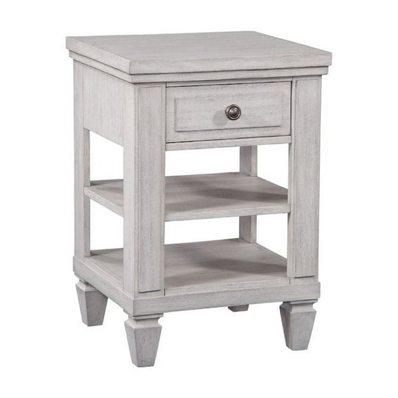 Salter Path Oyster White Wood 1-Drawer Storage Farmhouse Nightstand