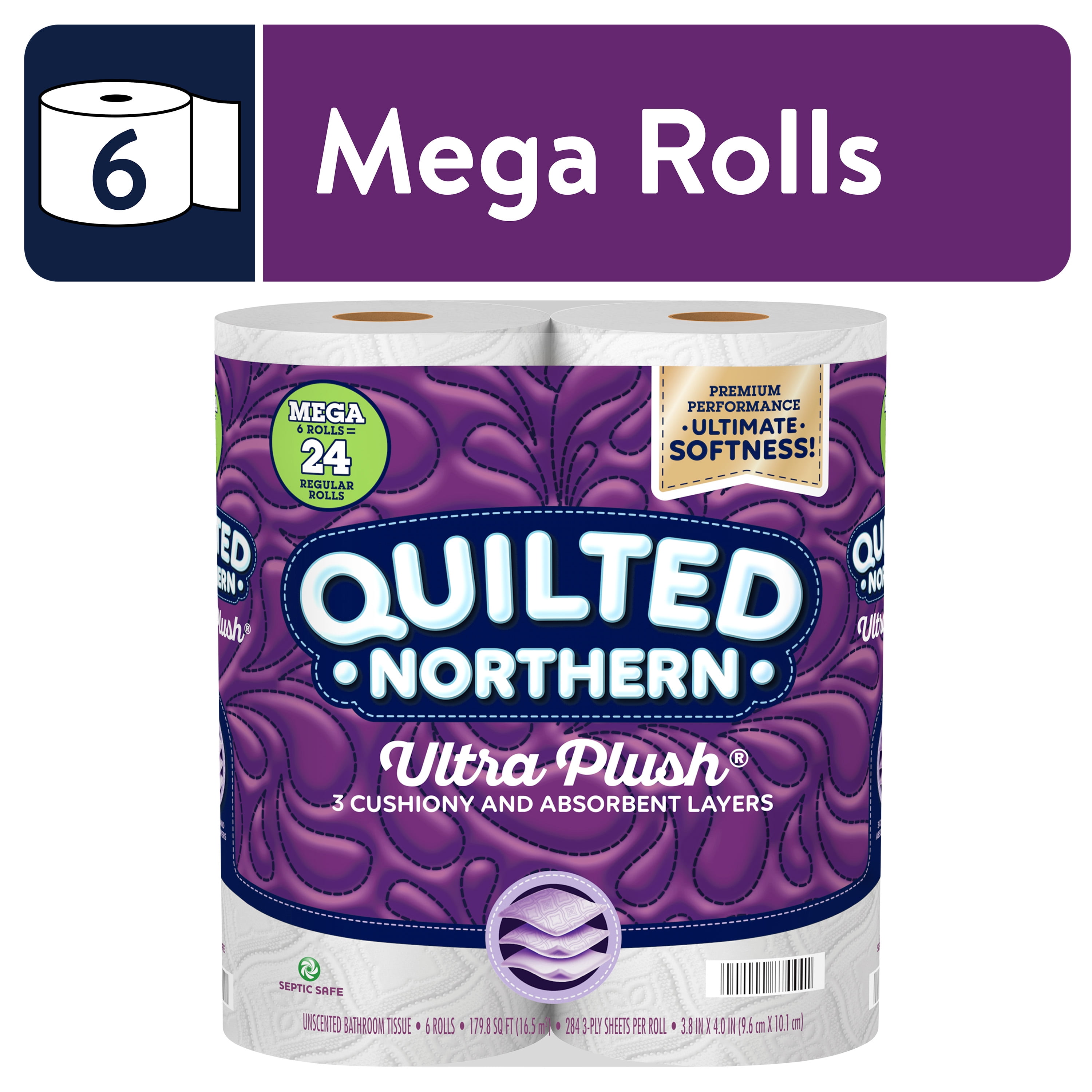 STRONG TOILET PAPER 12 Mega Rolls Quilted Northern Ultra Soft Flushable Durable 