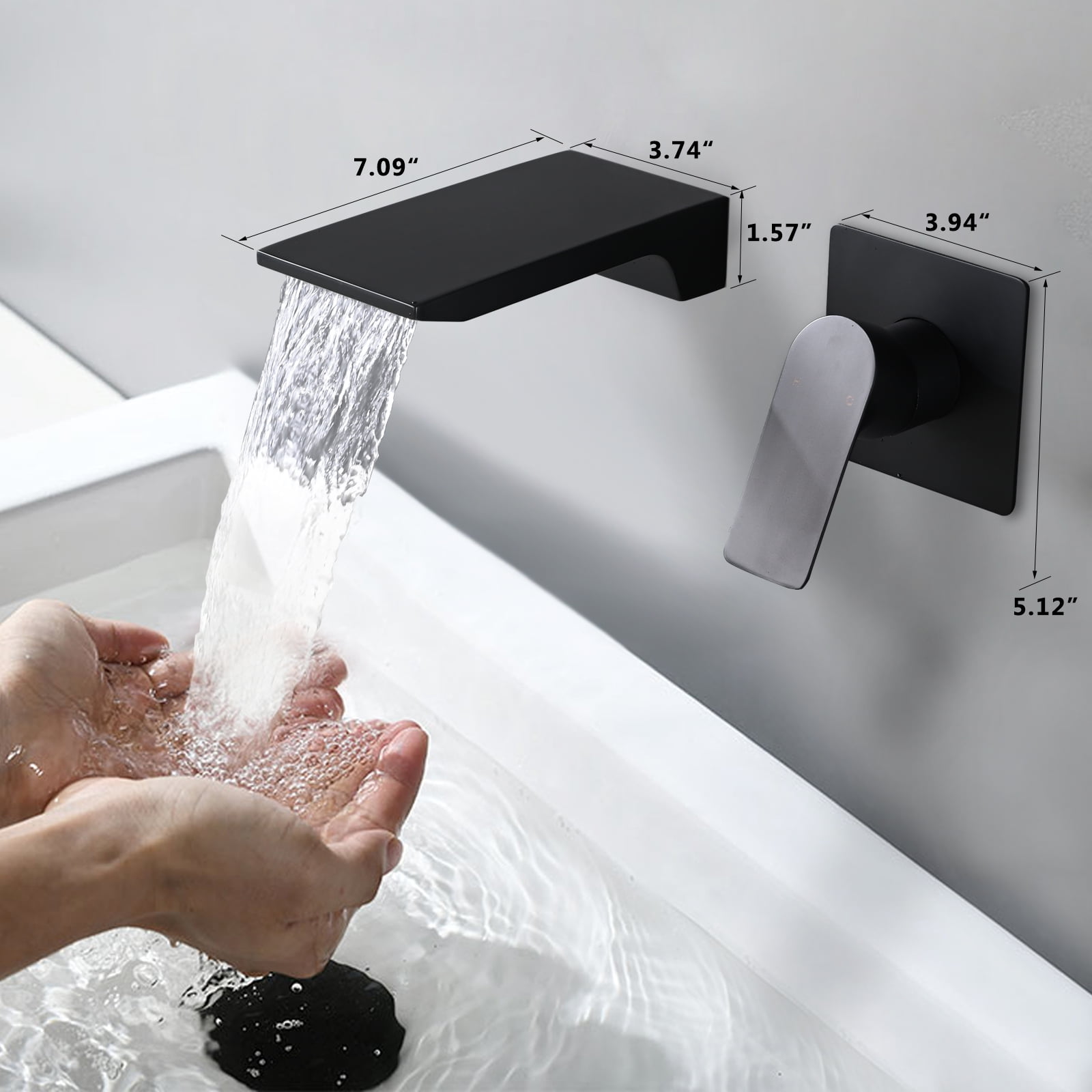 Cerypsa Wall Mount Waterfall Bathtub Faucet, Single Handle Bathroom Sink Faucet