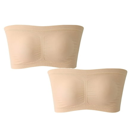 

Eashery Bras for Women Solid Comfort Wireless Bra Womens Underwear 2PCS Beige 2XL