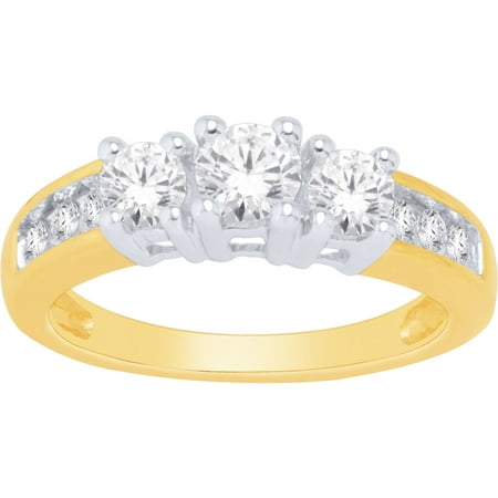 1 Carat T.W. Diamond 14kt Two-Tone 3-Stone Engagement Ring