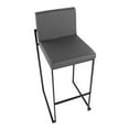 thumbnail image 3 of LumiSource Black Steel, Grey PU Fuji High Back Barstool - Set of 2, 3 of 8