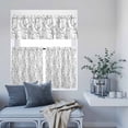 thumbnail image 6 of 3 Piece Kitchen Curtains and Valances Set Black White Branches Cafe Curtains 24 Inch Length Vintage Art Farmhouse Valance & Tier Curtain for Living Room Bedroom Small Window 54"x18"+27"x24"*2, 6 of 6