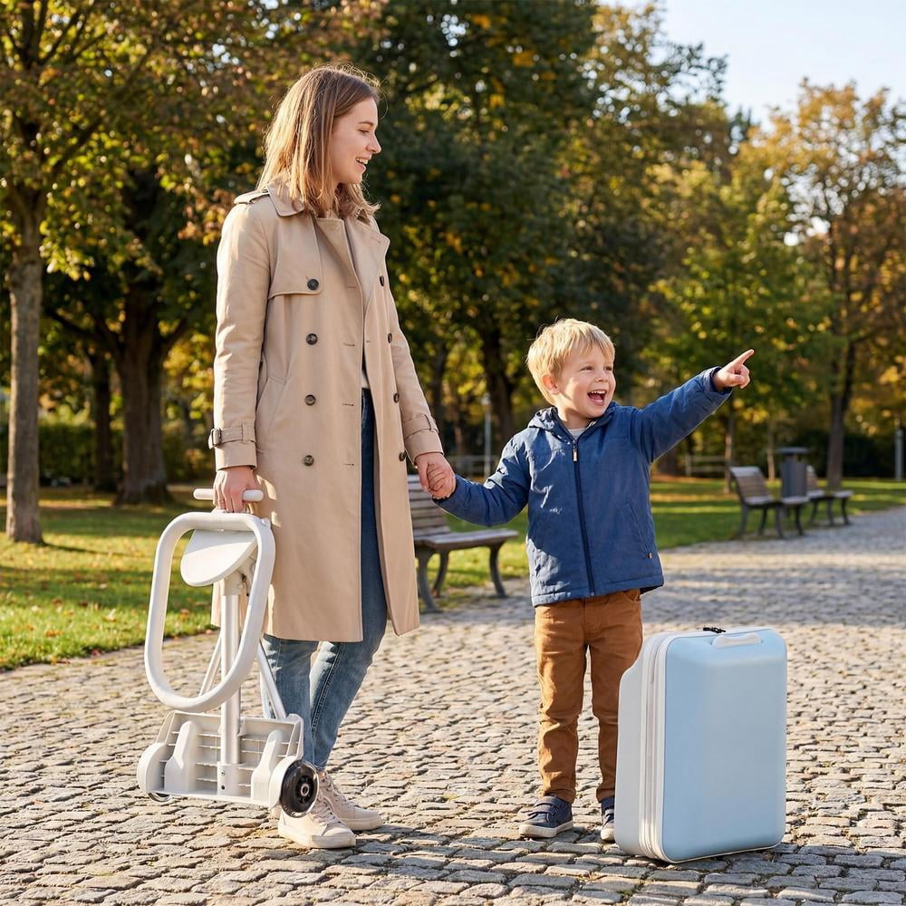 Kids Ride-on Luggage with Seat, 20 inch Carry On Suitcase, 2-in-1 Children's Luggage with Shockproof Silent Wheels and Guardrail for Airplane & Travels