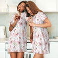 thumbnail image 4 of Vsdgher Motif Cygne et Fleurs Chemise de Nuit à Manches Courtes Col Rond Mignonne Robe de Nuit Confortable, 4 of 6