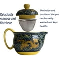 thumbnail image 4 of Porcelain Teapot 12oz Chinese Dargon Waves Pattern Stainless Mash Infuser for Loose Tea, 4 of 6