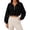 Black #036, variant on Womens Cropped Sweatshirt, Quarter Zip Pullover with Stand Collar, Drawstring Hem, Oversized Long Sleeve Tops for Fall Winter S