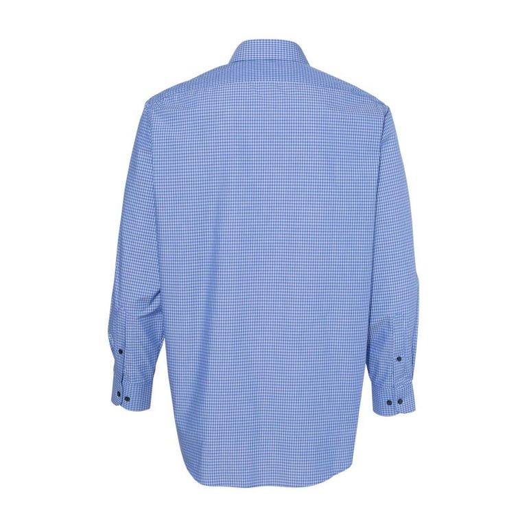 Van Heusen Mens Broadcloth Point Collar Check Shirt, M, Dark Blue