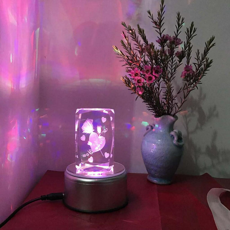 Orment LED Lighting Display Turner for Epoxy Glitter Tumblers, 360 Degree Rotating Display Stand Turntable Automatic Revolving Platform Perfect for