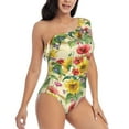 thumbnail image 3 of Easygdp Sunflower Cornflower Poppy Women's One Shoulder Ruffle Monokini Bathing Suits with Removable Chest Pad, Quick Drying - X-Large, 3 of 8