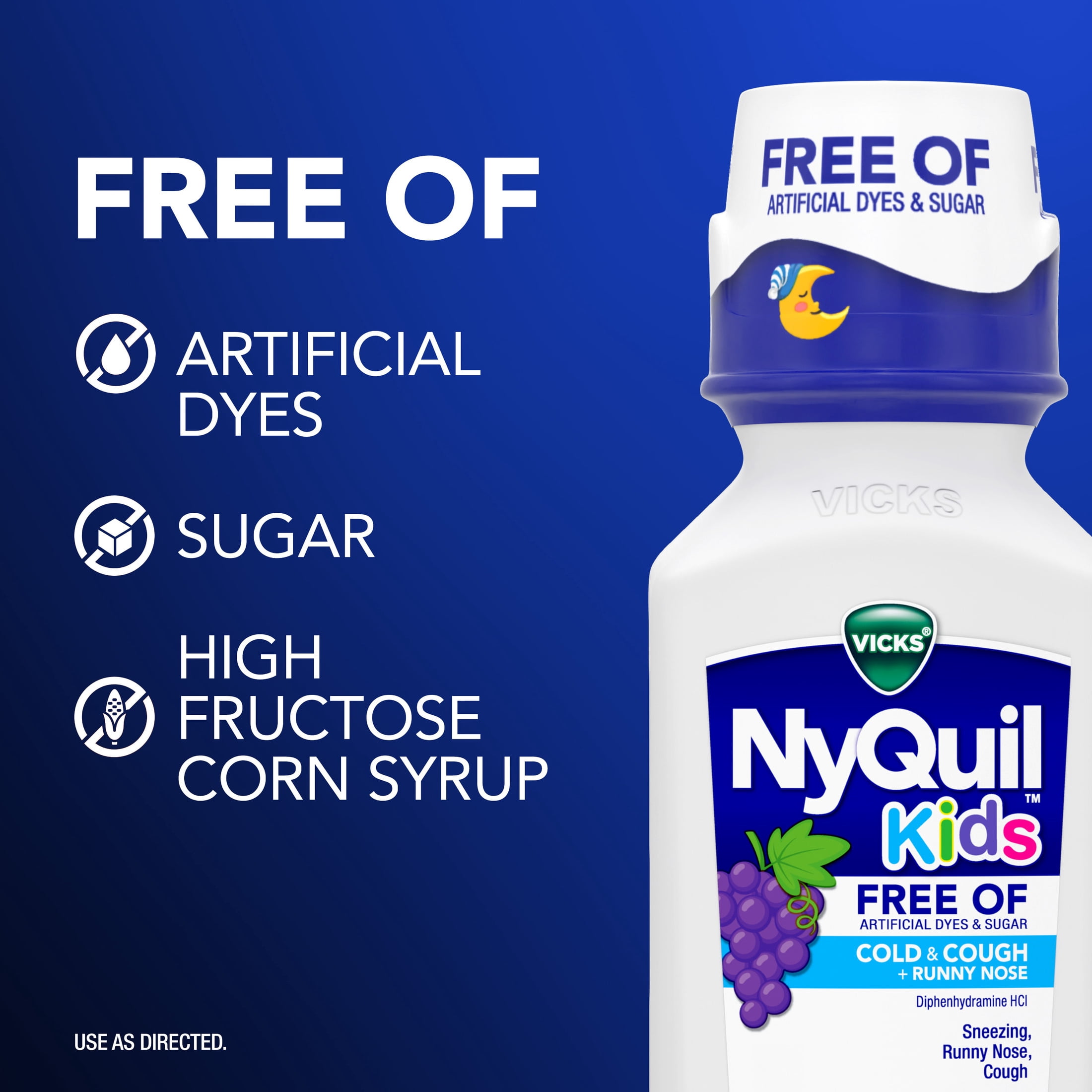 (2 pack) Vicks NyQuil Kids Cold + Cough Syrup, Children's Cold Medicine, Grape, 6 fl oz