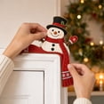 thumbnail image 4 of Christmas Snowman Door Frame Corner Decor, Winter Holiday Door Topper with Red Scarf & Holly Design, Cute Xmas Ornament for Entryway & Holiday Home Party (Snowman), 4 of 6