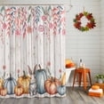 thumbnail image 2 of Shower Curtain 66"W x 72"L Autumn Thanksgiving Pumpkin Rabbit Fabric Shower Curtains Set with Hooks Water Repellent Bathroom Curtains Machine Washable Bathroom Accessories, 2 of 6