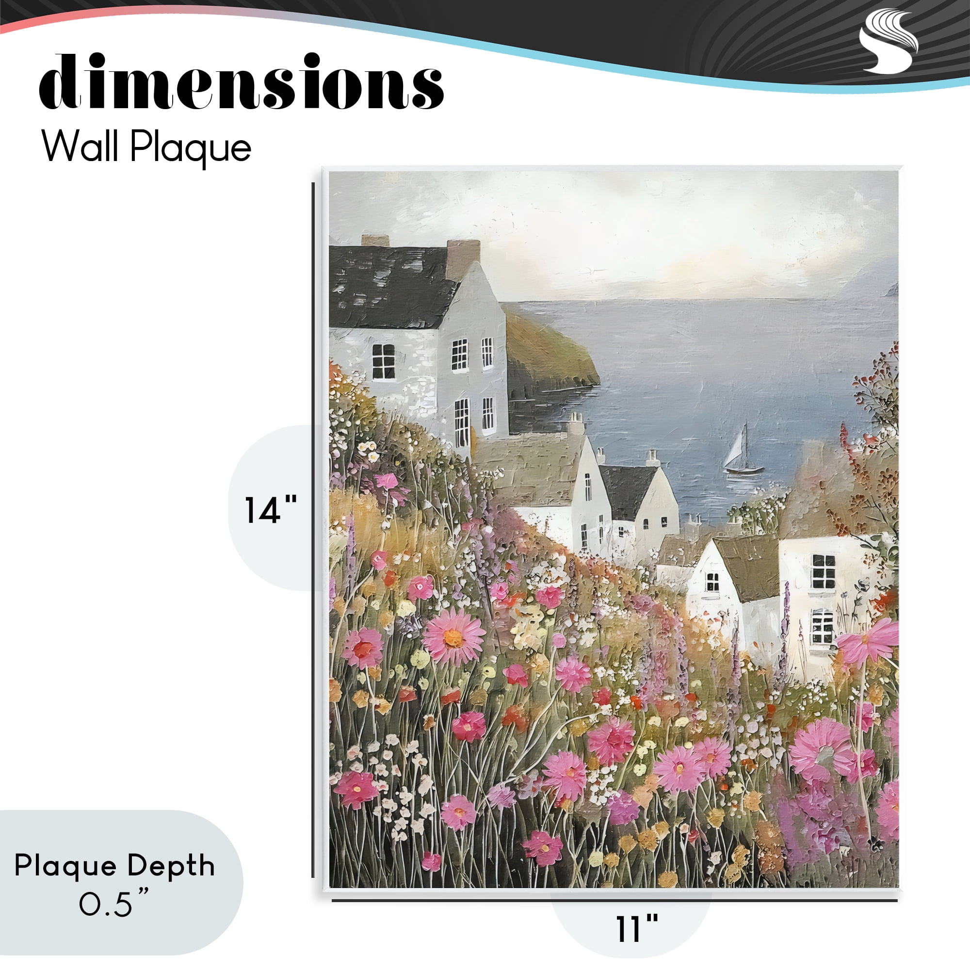 Stupell Industries Picturesque Village over Sea Wall Plaque Art, design by Riley B