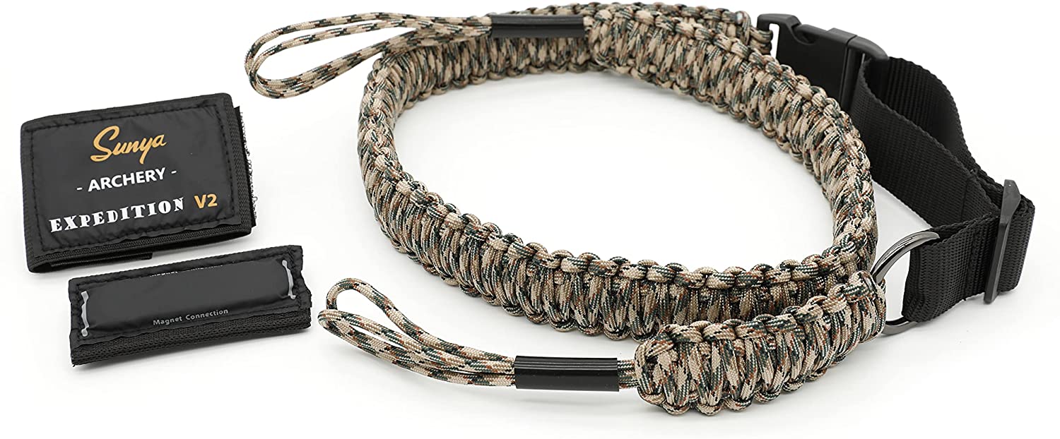 SUNYA Paracord Compound Bow Sling with V2 Upgraded Connection System. Lightweight Hands