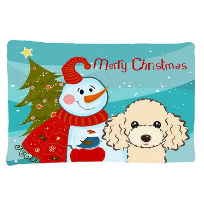 Standard Caroline's Treasures BB1876PILLOWCASE Snowman with Chocolate Brown Poodle Fabric Standard Pillowcase Multicolor 