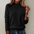 thumbnail image 2 of ManxiVoo Elegant Stand Collar Knit Sweater For Women Semi High Neck Lightweight Pullover Long Sleeve Soft Layering Staple XXL Size Black, 2 of 7