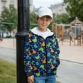 thumbnail image 4 of FUIALDOLG Boys Winter Jacket Cute Dinosaur Print Boys Blue Hoodies Kids Full Zip Hoodie Boys Jacket Warm Cozy Outwear Coat with Pockets, Size S, 4 of 7