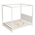 thumbnail image 6 of EUROCO Wood Queen Size Canopy Platform Bed with Headboard for Adults Bedroom, White, 6 of 10