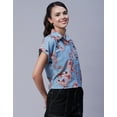 thumbnail image 2 of Moomaya Printed Button-Up Shirt For Women, Short Sleeve Collared Blouses With Pockets, 2 of 8