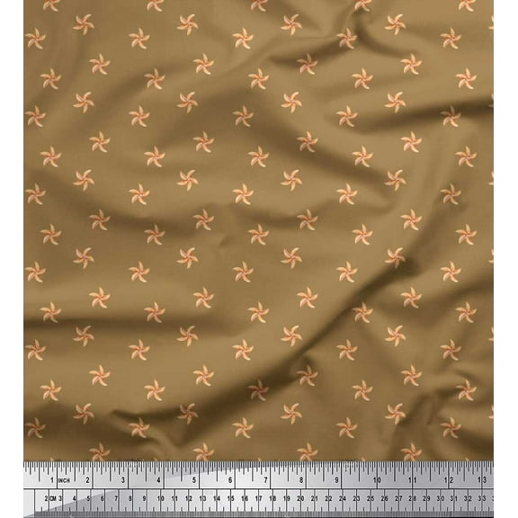 Soimoi Brown Cotton Duck Fabric Starfish Ocean Printed Craft Fabric by the Yard 42 Inch Wide