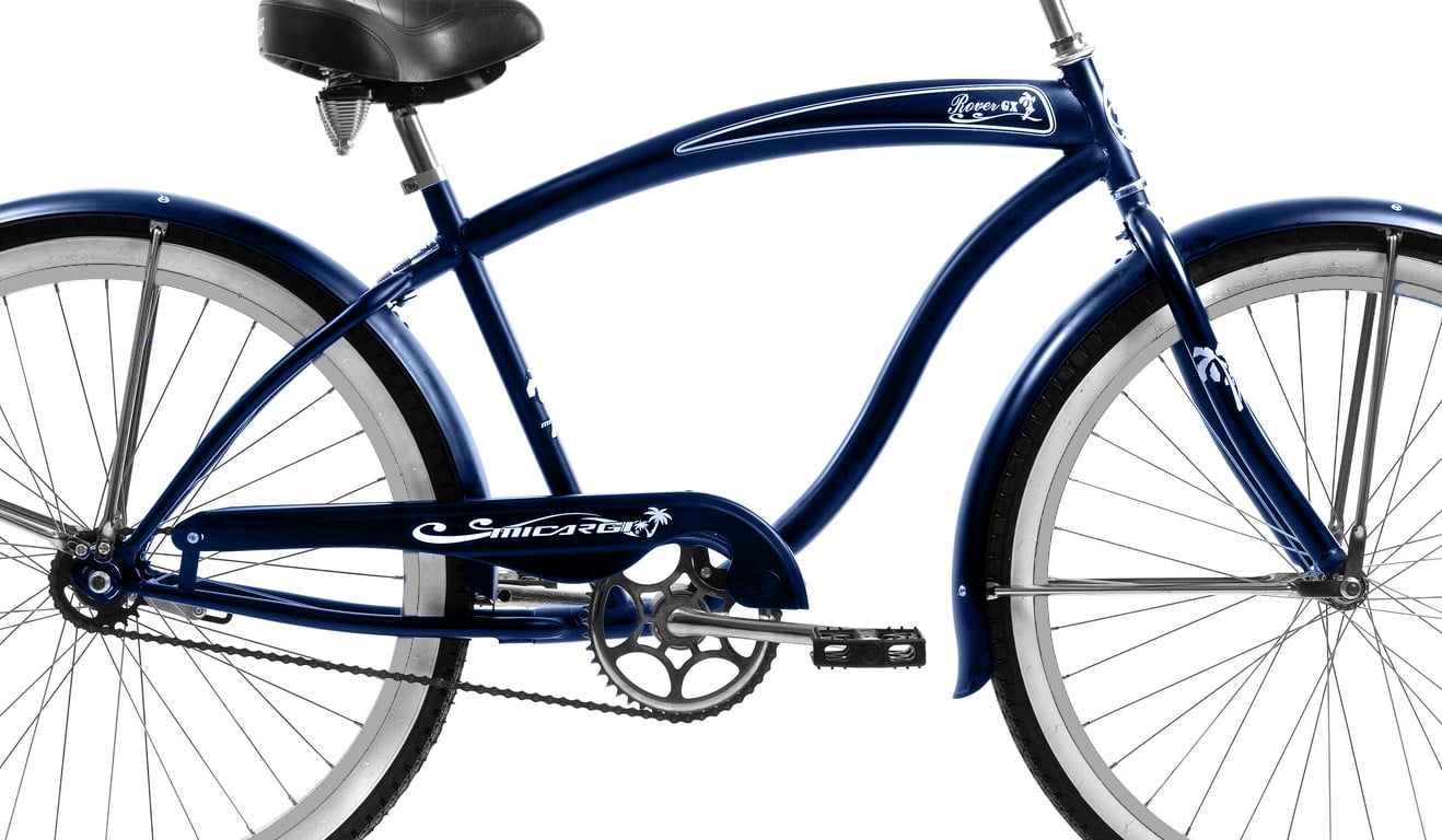 WonderWheels 26" Beach Cruiser Coaster Brake Single Speed Stainless Steel Spokes One Piece Crank Alloy Rims 36H w/ Fenders - Navy Blue/ Alloy Rim