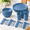 Blue-28 Pcs, variant on Dinnerware Set Wheat Stand Plates Unbreakable Kitchen Dishes Service For 4wave & Dishwasher Safe Plastic Dish Camping Rv Picnic-bl