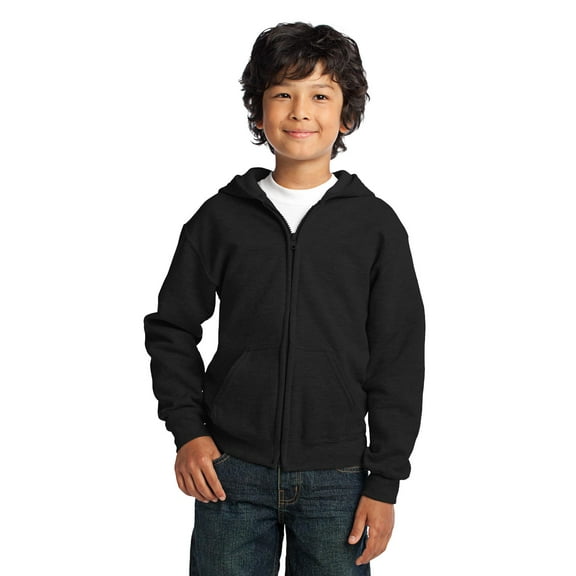Gildan Boys Long Sleeve Full-Zip Hooded Sweatshirt. 18600B
