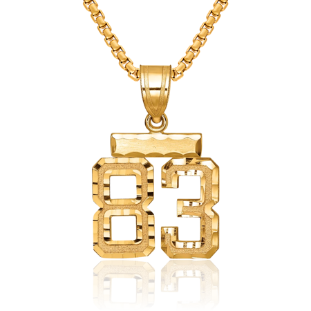 14K Solid Yellow Gold Number 83 Necklace Chain Pendant Charm