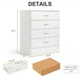 thumbnail image 4 of Wood 3 Drawer Rattan Dresser, MDF Wood Chests of Drawers Cabinet with Metal Handles, Bosmian Bedroom Furniture Drawers for Closet to Storing Clothes, Cosmetic, White, 4 of 8