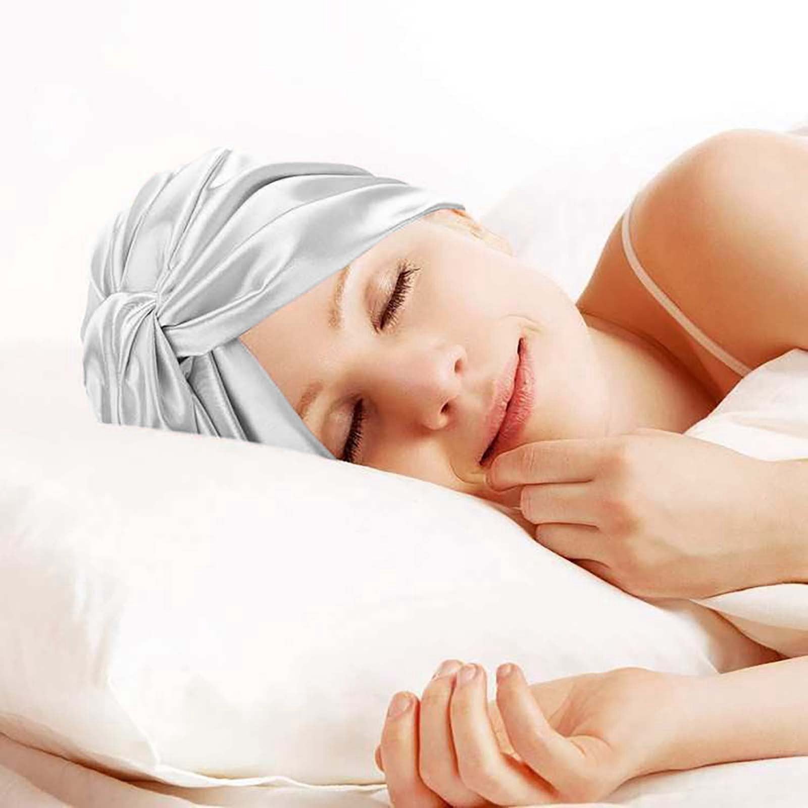 Bathroom Products Adjustable Silk Satin Hair Bonnet for Sleeping with Double Layer Hair Wrap Sleep Cap Turban Unisex for Curly Straight Long Hair,One Size,White