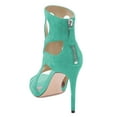 thumbnail image 3 of YDN Women Peep Toe Cutout Sandals Sexy Stiletto High Heel Ankle Booties Dressy Party Prom Zip-up Shoes Size 9 Turquoise, 3 of 4
