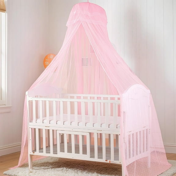 Pink Breathable Crib Bed Mosquito Net Bed Canopy