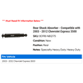 thumbnail image 2 of Rear Shock Absorber - Compatible with 2003 - 2012 Chevy Express 3500 2004 2005 2006 2007 2008 2009 2010 2011, 2 of 2