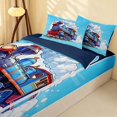 thumbnail image 2 of Erosebridal Train Zipper Twin Comforter Sets with Fitted Sheet and 2 Pillowcases, Steam Engine Zipper Bedding Set, Blue Cartoon, Navy Reversible, 2 of 7