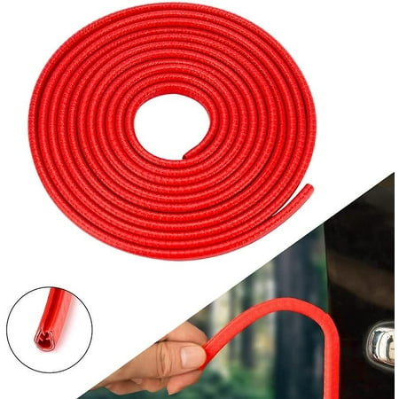 Bright red car door edge guards 16ft(5m) universal fit rubber u shape
