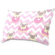 Wellsay Funny Pug and Donut Velvet Oblong Lumbar Plush Throw Pillow Cover/Shams Cushion Case - 20x26in - Decorative Invisible Zipper Design for Couch Sofa Pillowcase Only