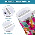 thumbnail image 3 of Yayeee 40oz Stainless Steel Tumbler with Straw and Handle Double-Wall Insulated Travel Water Bottle, Abstract Geometric Pattern, 3 of 8