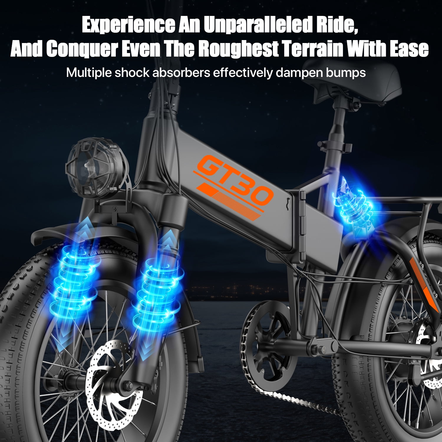 ASKGO 750W Rated Folding Electric Bike-GT30, 48V 20Ah Battery 28MPH 65Miles Range 20" Fat Tire E-Bike with Rear Rack for Adults,7 Speeds,UL2849