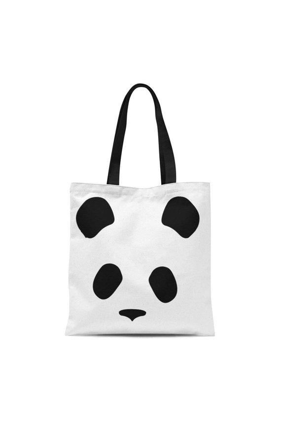 Canvas Tote Bag Giant Panda Face Black and White Bear Big Cat Reusable Handbag Shoulder Grocery Shopping Bags