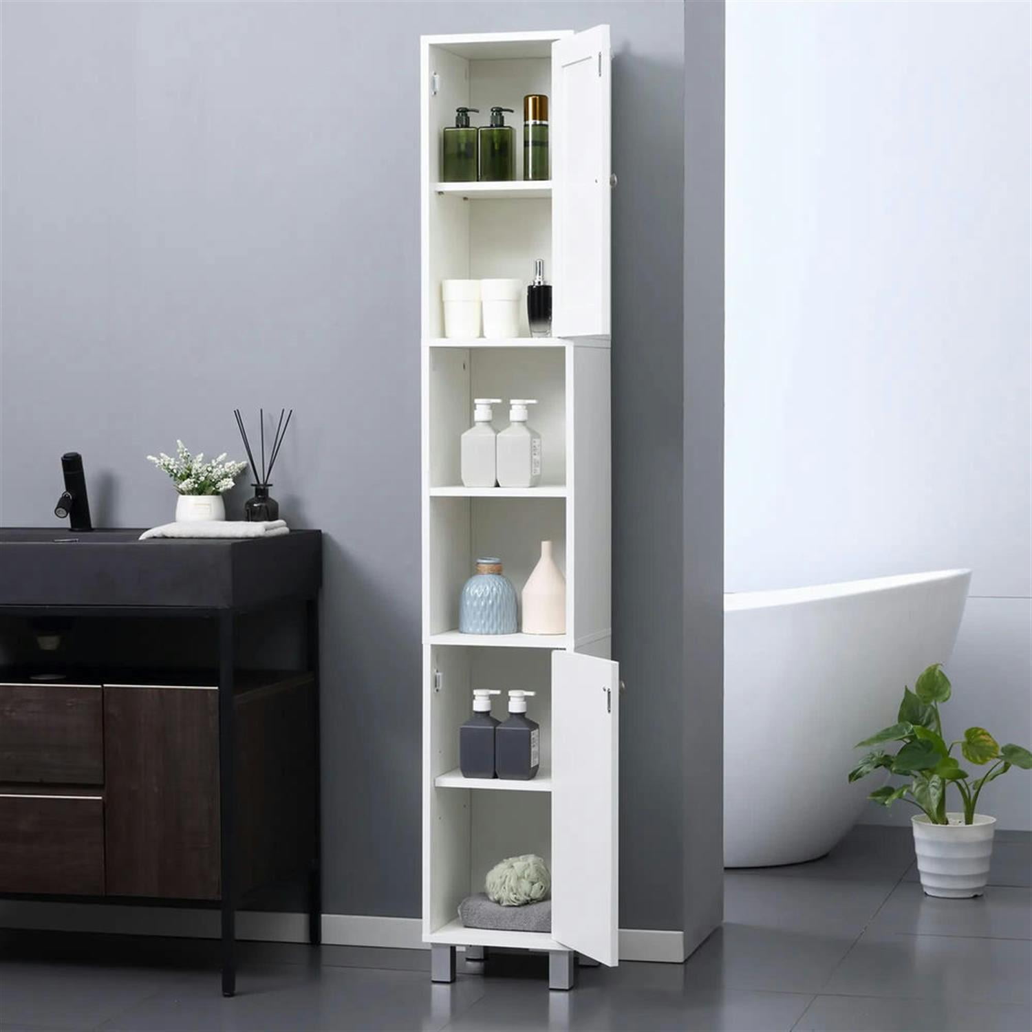 Demi Bonn 70" Tall Bathroom Storage Cabinet, Wooden Freestanding Cabinet with Mirror Doors and Shelves for Living Room, Kitchen, Dining Room, Office, White