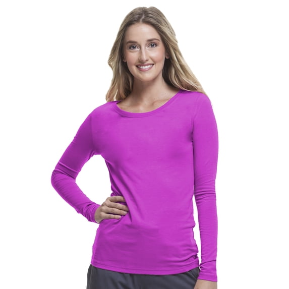 Healing Hands Knits Women's Melisa Tee 's Long Sleeve Medical Scrub Tee - Medium,Berry Kiss, Set Of 4 - Medium,Berry Kiss