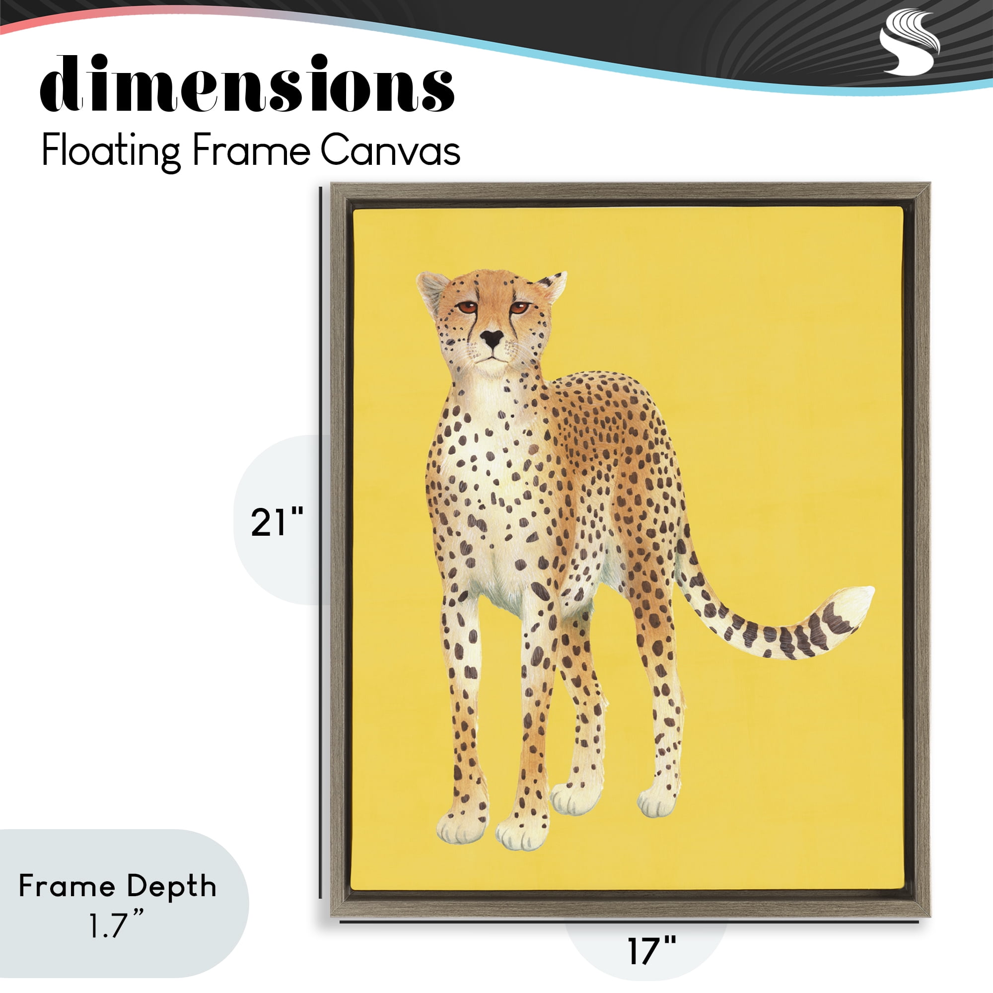 Stupell Industries Exotic Cheetah over Yellow Brown Framed Floater Canvas Wall Art, design by Karolina Sato