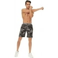 thumbnail image 5 of Tyhengta Mens Shorts Casual Drawstring Zipper Pockets Elastic Waist Camo Darkgray 42, 5 of 7