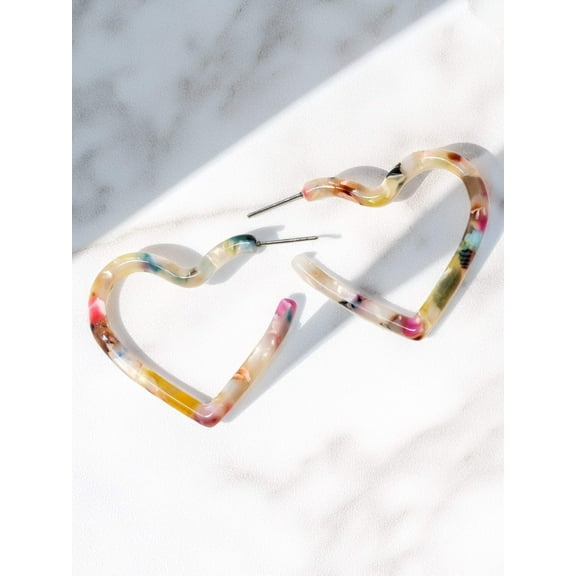 Heart Resin Hoop Earring