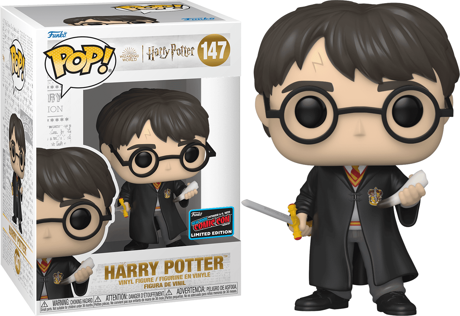 zuiger maag Reserveren Funko POP! Movies Harry Potter with Gryffindor Sword & Basilisk Fang # 147  Limited Edition 2022 NYCC Exclusive Sticker - Walmart.com