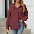 thumbnail image 6 of Corduroy Fall Outerwear for Womens Oversized Button Down Shirt Casual Long Sleeve Lapel Collared Work Blouses Solid Jackets, 6 of 8