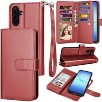 Tekcoo for Samsung Galaxy A17 5G Case Wallet with ID Card Holder for Women Men, Detachable Magnetic PU Leather Flip Wallet Phone Case for Galaxy A17 5G with Strap Kickstand Cover, Wine Red