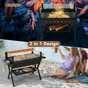 Costway Stainless Steel Barbecue Charcoal Grills with Seasoning Racks & Storage Shelf