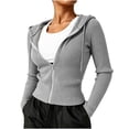 thumbnail image 5 of FAIWAD Hoodies for Women Zip Up Long Sleeve Fitted Ribbed Cardigans Slim Stretch Athletic Workout Outdoor Sweatshirt, 5 of 8